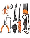 KastKing SteelStream Fishing Tool 4-Piece Set, Fishing Gear - Corrosion Resistant Fishing Pliers, Fillet Knife, Fishing Scissors, Fish Lip Gripper, Multi-Functional Jaw, Fishing Gifts for Men