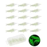 OriGlam 15pcs Soft Fishing Lure Baits, Luminous Shrimp Glow Shrimps Fishing Lure, Artificial Bait Luminous Fishing Soft Bait for Bass Walleye Trout Crappie Freshwater Saltwater