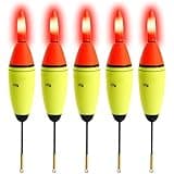 QualyQualy 5Pcs 20g LED Bobbers Glow in The Dark Bobbers Fishing Lighted Bobbers for Night Fishing with Batteries Light Up Bobbers for Crappie Walleye Catfish Bass Trout