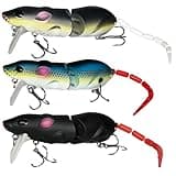 3Pcs Premium Topwater Mouse Fishing Lures for Bass, Bionic Rat Bait,Realistic Bass Attractor - Ideal for Bass Trout, Catfish, Pike, Perch, for Freshwater Saltwater Angling