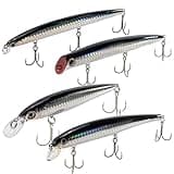 Dr.Fish Saltwater Fishing Lures 5 Inches Surf Fishing Sriped Bass Lures Saltwater Minnow Mustad Hooks Jerkbait Topwater Popper Plugs Inshore Offshore Sea Fishing Mackerel Tarpon Barracuda Lures