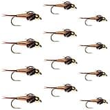 The Fly Fishing Place Tungsten Bead Head Copper John Nymph Collection Fly Fishing Flies - Set of 12 Flies 3 Each Hook Size 12, 14, 16, 18