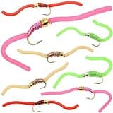 The Fly Crate Improved San Juan Squirmy Wormy Trout Worm Fly Assortment (12 Pack Tungsten Bead)