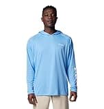 Columbia Men's PFG Terminal Tackle Long Sleeve Fishing Hoodie, White Cap/White Logo, Large