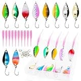 10pc Metal Spoon & Soft Plastic Lures Kit | Spinnerbait Box w/Paddle Tails | Bass/Walleye/Trout/Salmon | Pro Saltwater & Freshwater Fishing Gear