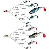 Umbrella Fishing Rig 5 Arms Alabama Rig Kit with Weedness Bait Lure Jigs Boat Trolling Willow Blade Ultralight Lures for Bass Crappie Stripers Trout Salmon