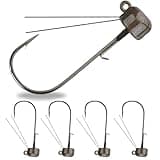 Reaction Tackle Tungsten Mushroom Head Ned Rig Shroom Jig Heads for Finesse Fishing, Weedless Jig Head for Bass Fishing with Soft Lures (5-Pack) 1/4oz Green Pumpkin weedless