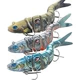 handing M1 Multi-Jointed Swimbait Fishing Lure with Mustad Hook, Freshwater or Saltwater Musky Pike Bass Lures，Lifelike Hard Swimbait, Original Design, Angler's Gift 1/2oz，3/4oz，1 1/4oz (3 Pack)