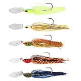 5pcs Bladed Jig Fishing Lures, Multicolored Fishing Hook with Skirt Vibrating Fishing Lures Sharp Fishing Lures Jig Heads for Pike Bass Trout Walleye