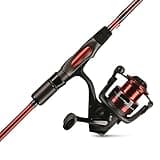 Ugly Stik 6’6” Carbon Spinning Fishing Rod and Reel Spinning Combo, Graphite with Graphite Tip Design, 6’6” 2-Piece Fast Action Rod,Red/Black