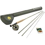 Redington Fly Fishing Rod and Reel Combo Starter Kit, 3WT 10 Foot Fly Rod, 4-Piece Medium Action Rod for Freshwater, 5/6 Weight Diecast Aluminum Run Fly Reel, Carrying Case, Fly Line and Leader