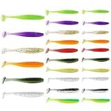 Cobee 26 Pieces Soft Fishing Bass Lures, Paddle Tail Swimbaits Silicone Swim Baits Bass Lures Drop Shot Lures for Trout Crappie Bass Saltwater, Freshwater 2.16 in/2.75 in/3.54 in 3 Size (Multicolor)