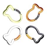 4PCS Fish Bone Shape Keychain Clips Mini Carabiner - 3 inch Aluminum Durable Quick Release Auto Locking Spring Loaded for Home Rv Camping Fishing Hiking Traveling and Sports Outdoors