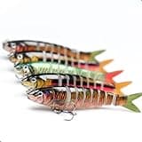 EXAURAFELIS 5 PCS Multi Jointed Swimbaits Fishing Lures for Bass Trout Perch Slow Sinking Lifelike Fishing Lure Kit Swimming Lures Freshwater Saltwater (5 Colors 3.54")