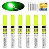 QualyQualy Fishing Glow Sticks, 6 Pcs LED Glow Sticks for Fishing with Batteries, Night Fishing Light Up Fishing Bobbers Floats and Rod Tips