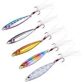 Sougayilang Jigs Fishing Lures Sinking Metal Spoons Micro Jigging Bait-B-2.56in/0.88oz-5PCS with Box