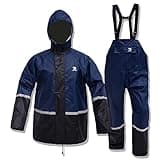 RainRider Fishing Rain Suits for Men Waterproof Breathable Rain Gear Farming Golfing Camping Walking(Navy,XXL)