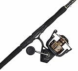 PENN 7’ Battle III Fishing Rod and Reel Spinning Combo, 7’, 1 Graphite Composite with 6 Reel, Durable, Break Resistant Lightweight, 5000 Size - 7' Medium Heavy 1pc, Black/Gold