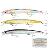 Freshwater & Saltwater Fishing Lures: Largemouth Bass, Slow-Sinking Minnow Lures for Bass, Trout & Northern Pike, Ideal Gifts for Men, Essential Family Fishing Gear (Color H)