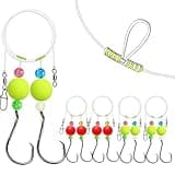 Dovesun Pompano Rigs for Surf Fishing Unique T-Knot Strong Pre-Rigged Pompano Rigs Surf Fishing Rigs Saltwater Round Float(2colors)*1/0 Hook*4PCS