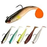 Pre-Rigged Soft Fishing Lures, Fishing Bait for Freshwater Saltwater, Paddle Tail Swimbaits Lures with Box, Fishing Gear and Fishing Gifts for Men (Mixed Color)