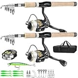2PCS Fishing Pole Combo,Carbon Fiber Fishing Pole ，12 +1 Shielded Bearings Stainless Steel BB Spinning Reels Fishing Carrier Bag for Travel Saltwater Freshwater (6.9FT)