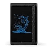 Beautiful Blue Marlin Fishing Trifold Wallet Personalized Wallet Purse Card Holder with Zip for Men Women One Size
