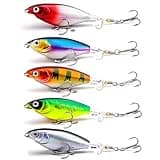 MTKZKAF Top Water Fishing Lures Whopper Popper Fishing Lure for Bass topwater 3D Eyes Bait with Propeller Tail for Catfish,Pike Perch Floating Pencil Bass Freshwater or Saltwater