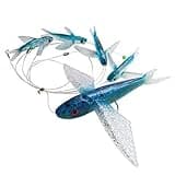 OCEAN CAT Flying Fish Fishing Trolling Lures Baits with Rigged Hook 9/0 for Marlin Tuna Mahi Dolphin Durado Wahoo Big Game Saltwater Fishing Tackle (Blue&Spot)