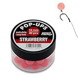 Bait Nerd 40pcs, 10mm, Strawberry Natural Premium Floating Pop-Up Boilies | Carp Fishing Bait | for Hair Rig, Chod Rig, Flat Feeder | Carp, Buffalo, Catfish