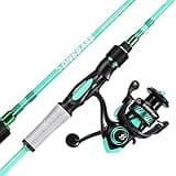 One Bass Spirit Flame Fishing Rod Reel Combo, Spinning & Baitcasting Fishing Pole with Graphite 2Pc Blanks, Stainless Steel Guides-6' Spinning Blue with 1000 Reel