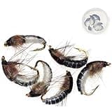 ZZWIF Realistic Nymph Scud Flies Fly Kit Fly Fishing Lures Fly Fishing Flies Trout Dry Flies Wet Assortment Flies Trout Flies for Fly Fishing 6 Pcs/Box
