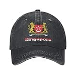 National Emblem Singapore Singaporean Baseball Cap Washed Denim Dad Hat for Men Women Twill Cotton Vintage Adjustable Caps Ponytail Hats