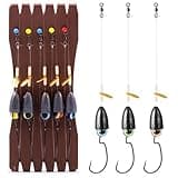 FishTrip Texas Rig Hooks for Bass Fishing, EWG Worm Hooks with Fishing Bullet Weights Sinkers for Freshwater Saltwater 1/8oz 5Pcs