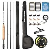 MASTER LOGIC Fly Fishing Rod and Reel Combo Starter Kit, Graphite Fly Rod with Cork Handle, Die Cast Aluminum Reel, Fly Box Case & Fishing Flies and Carrying Case and Accessories(3/4wt-7'0"-4pc)