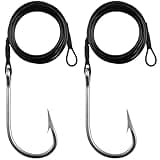 JSHANMEI Fishing Shark Rigs Surf Fishing Stainless Steel Cable Leader Wire with Tuna Shark Hooks Saltwater Fishing Deep Sea Hooks Big Fish Shark Leader Rig 5/0 2PCS