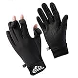 SUJAYU Fishing Gloves Men & Women, Ice Fishing Gear Hunting Gloves for Men Cold Weather, Kayak Gloves Fly Fishing Gear Cold Weather Hunting Gear (Black, Medium)