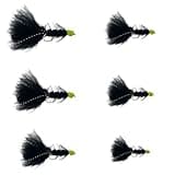 Feeder Creek 12pc Egg Sucking Leech Fly Fishing Streamers Perfect for Salmon, Steelhead, and Other Freshwater Fish (Black-Chartreuse, 6)