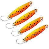 Keencatch Fishing Lures for Saltwater/Freshwater, Metal Trout Lures for Bass Walleye Pike, 5g Fishing Spoon with Single Hook(4pcs), Spotted