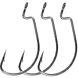 Cajoauis 100Pcs Offset Worm Fishing Hooks Black Jig Fish Hooks Size1# 2# 1/0 2/0 3/0 4/0 5/0 (1/0-100pc)