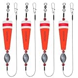 SIWRIOM Popping Corks Floats for Saltwater Fishing Bobber, 4PCS Weighted Bobbers Inshore Fishing Popping Cork Float Rig Rattle Popper for Redfish Speckled Trout Sheepshead Flounder Fishing Tackle