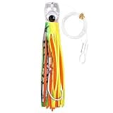 Saltwater Fishing Lures 6/9inch Trolling Lures for Marlin Mahi Tuna Dolphin Shark Big Game Deep Sea Fishing Baits Squid Skirts Rigged Hooks Ocean Gear Tackle
