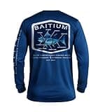 Fishing Shirts for Men,UPF50 Sun Protection Long Sleeve,Quick Dry Dri Fit Apparel, Wicking Rash Gaurd, Fishing Clothes Bluefin Tuna (3X-Large, Blue)
