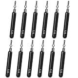 Fishfun 12Pcs Tungsten Drop Shot Weights Sinkers for Bass Fishing, Tungsten Dropshot Fishing Weights, Black Clip On Skinny, 1/8 oz