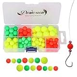 Dovesun 104PCS Fly Fishing Floats Bobbers Foam Pompano Rigs Surf Fishing Rig Floats Bright Color Round with Tackle Box