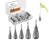 Fishing Weights Drop Shot Sinker Rig Kit 34pcs Trokar with Lead for Bass Fishing with Tackle Box