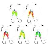 CWSDXM Pompano Rigs for Surf Fishing Saltwater Pre-Rigged Fishing Rigs with Floats Beads Double Circle Hook Surf Fishing Tackle 12/15PCS (5 colors-5pcs)