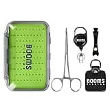 Booms Fishing FF2 Fly Fishing Accessories and Tools Kit, 5 in 1 Fly Fishing Gear Combo: Fly Fishing Forceps, Fly Fishing Nipper, Fly Fishing Leader Straightener, Zinger Retractor, Two-Sided Fly Box