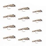 Floating Feather Supply Hares Ear Nymph Fly 12 Pack - Size 14-18 Wet Fly Fishing Accessories, Trout Flies, Assortment Box and Tools, Flies for Fishing for Bass and Panfish, Nymphs (4X (14-18))