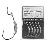 Weighted Swimbait Hooks with Molded Bait Keeper, Equipped with Weedless EWG Worm Fishing Hooks 3/0 1/8oz (15 PCs)